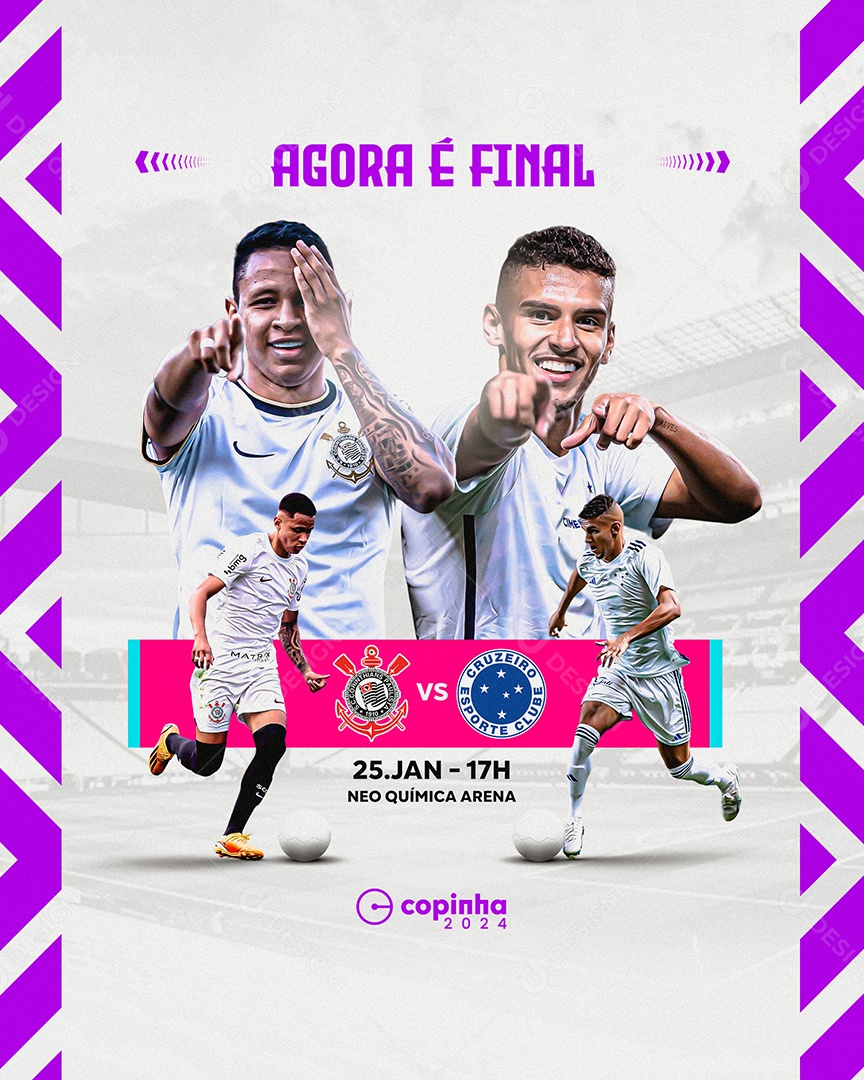 Social Media Flyer Agora é Final Corinthians Vs Cruzeiro PSD Editável