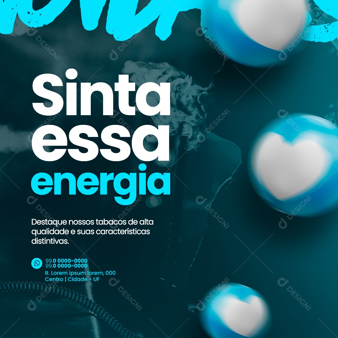 Tabacaria Sinta essa energia Social Media PSD Editável