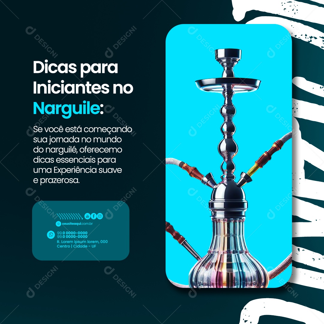 Tabacaria Dicas para iniciantes no Narguile Social Media PSD Editável