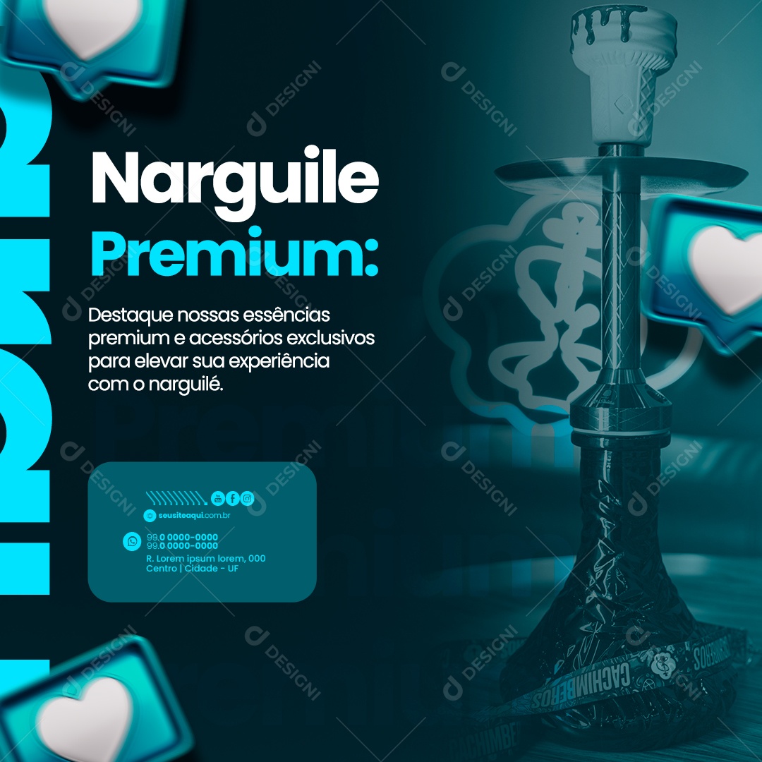 Tabacaria Narguile Premium nossas essências premium Social Media PSD Editável