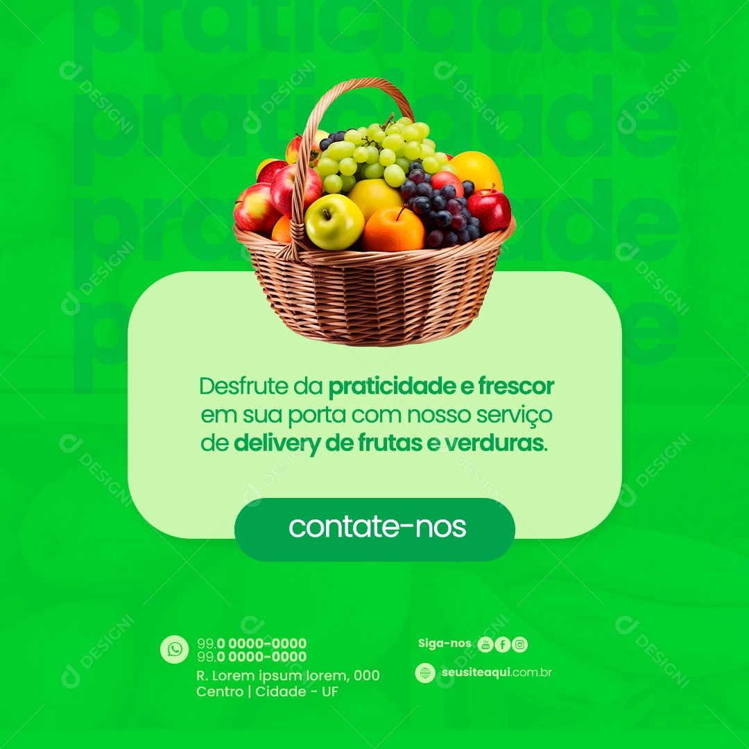 Hortifruti Desfrute da praticidade e frescor Social Media PSD Editável