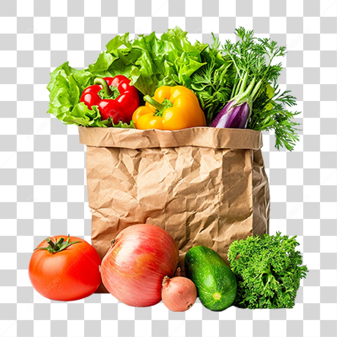Sacola de Legumes e Verduras PNG Transparente