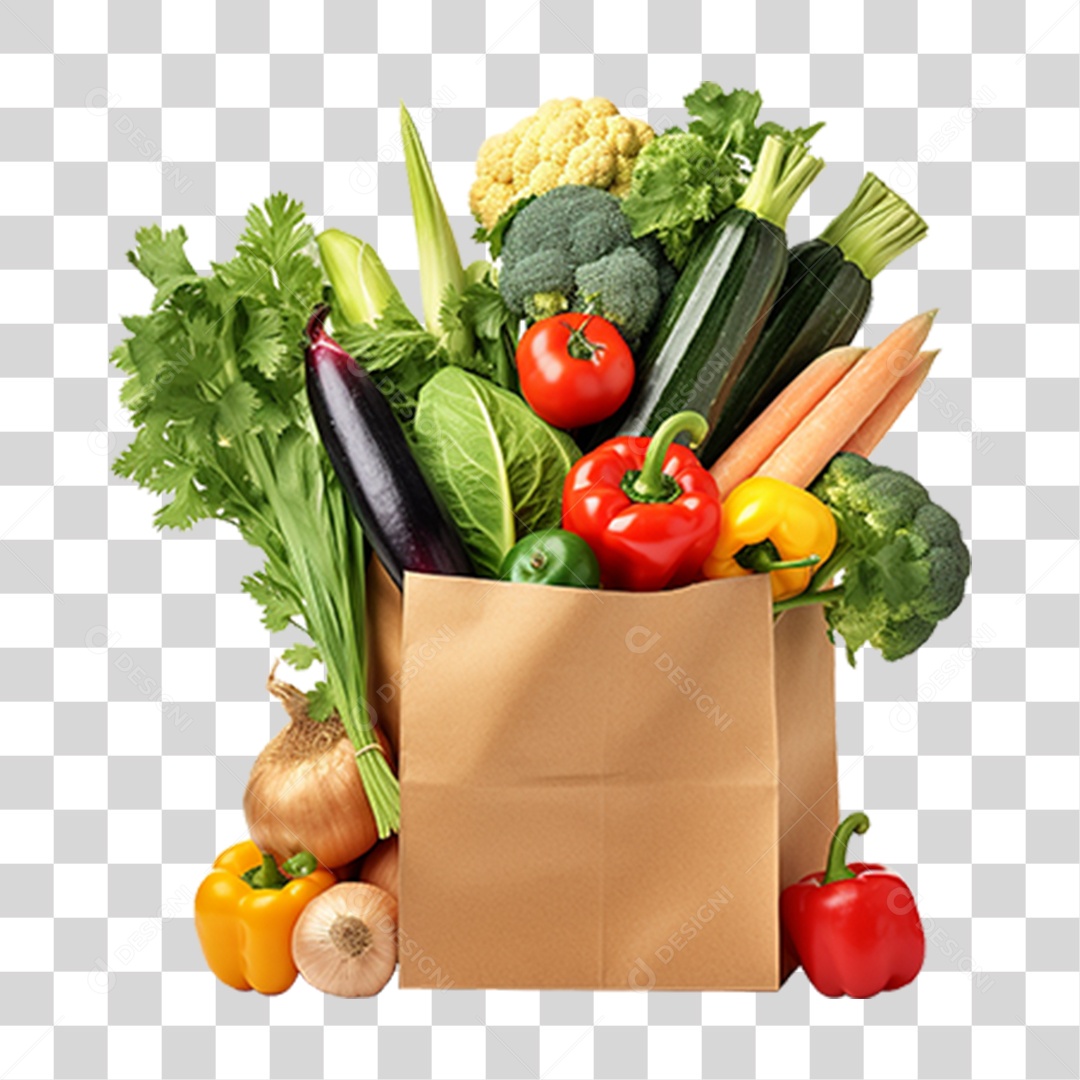 Sacola de Legumes e Verduras PNG Transparente