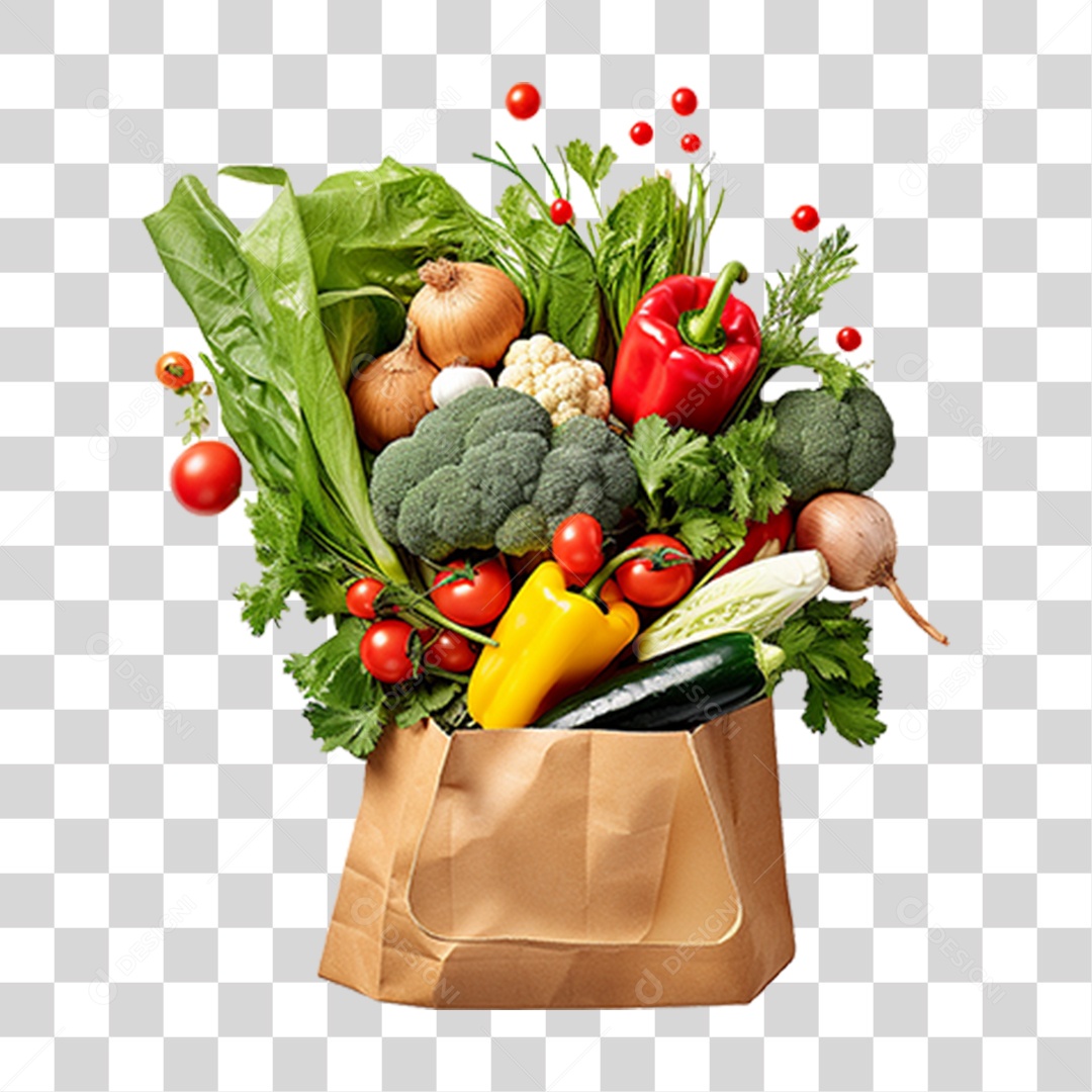 Sacola de Legumes e Verduras PNG Transparente