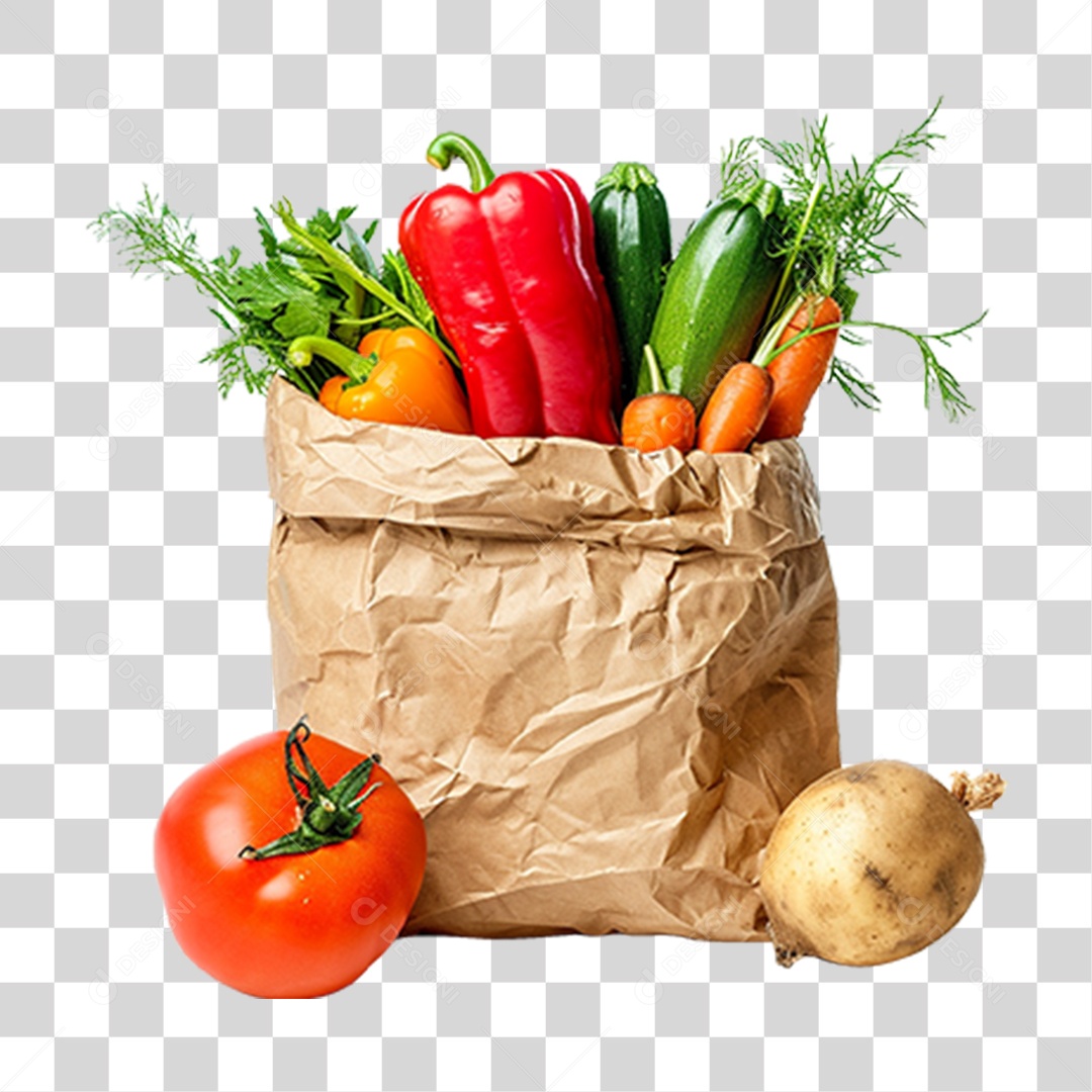 Sacola de Legumes e Verduras PNG Transparente