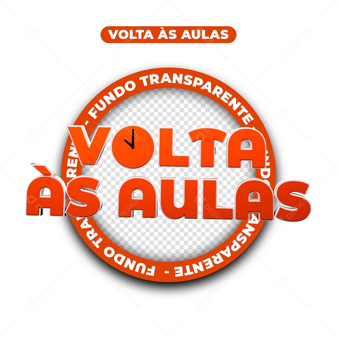 Volta às Aulas Selo 3D Vermelho para Composição PSD
