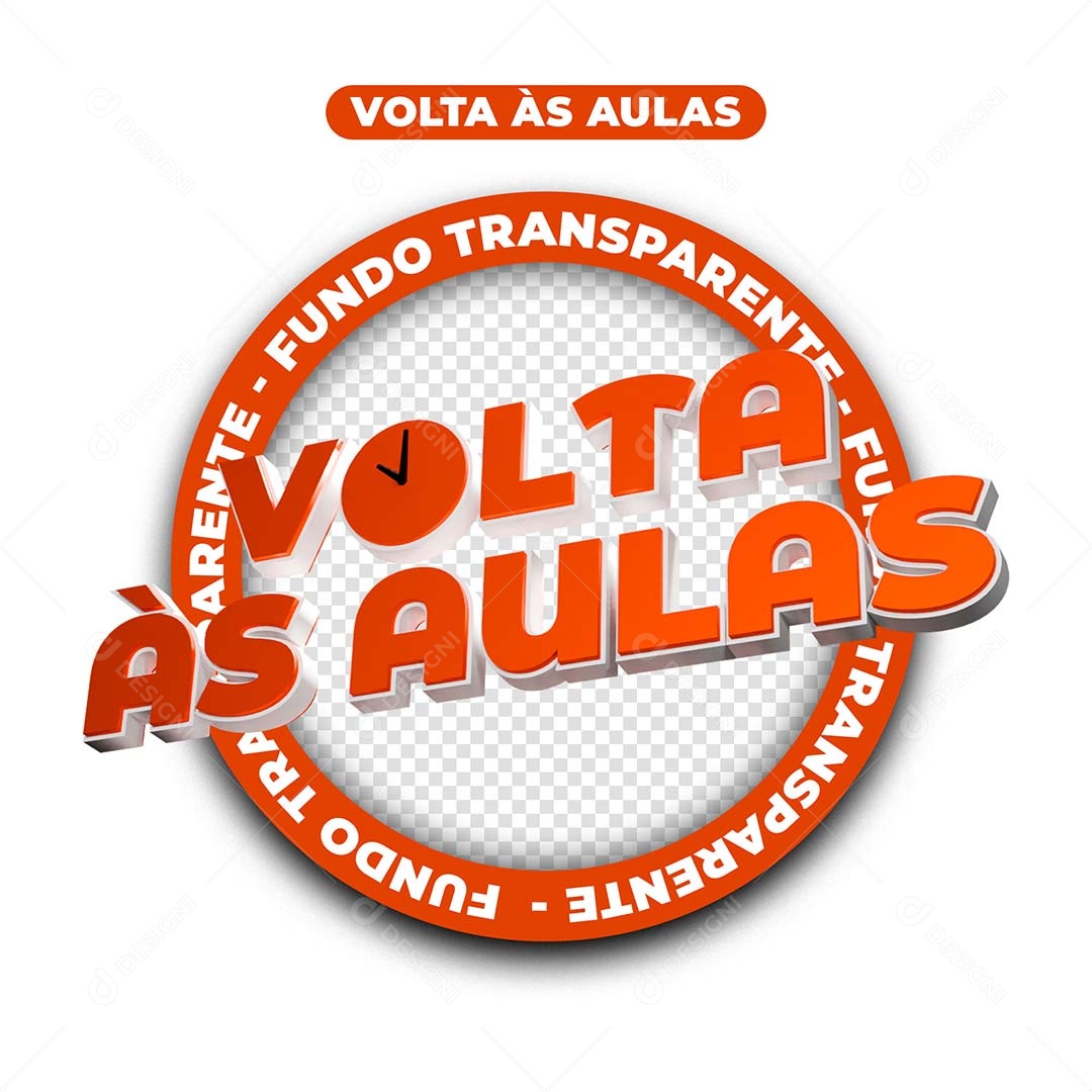 Volta às Aulas Vermelho Selo 3D para Composição PSD