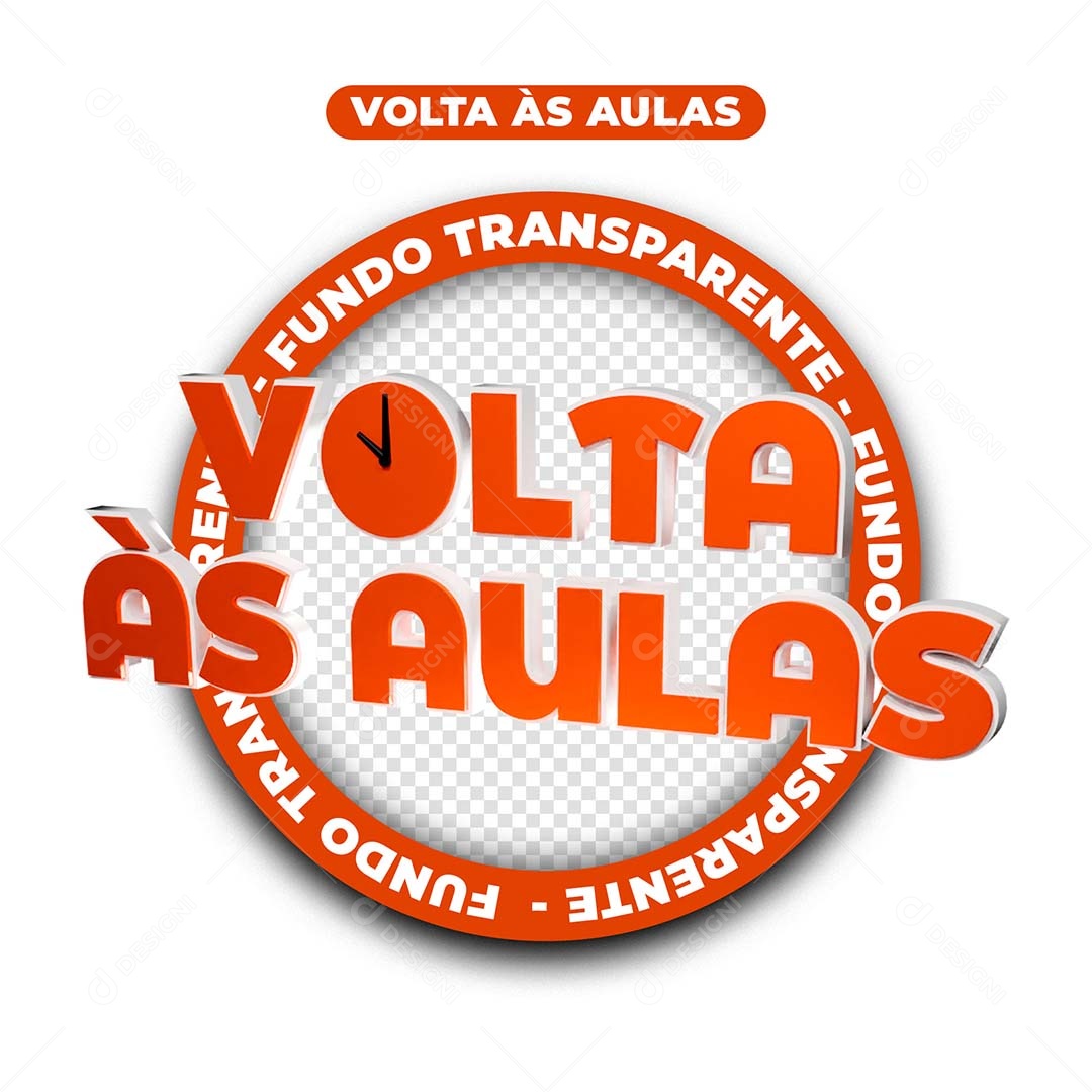 Volta às Aulas Selo 3D Vermelho Branco para Composição PSD