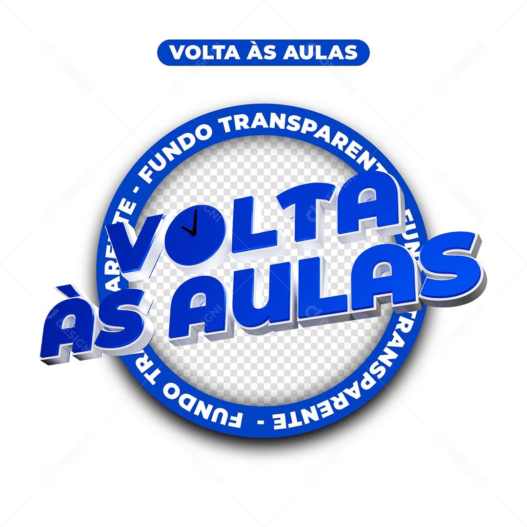Volta às Aulas Azul Selo 3D para Composição PSD