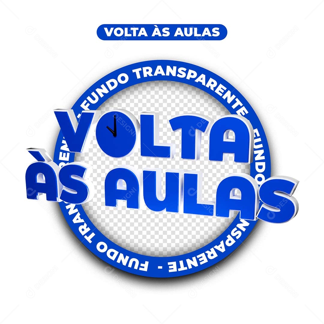 Volta às Aulas Selo 3D Azul para Composição PSD