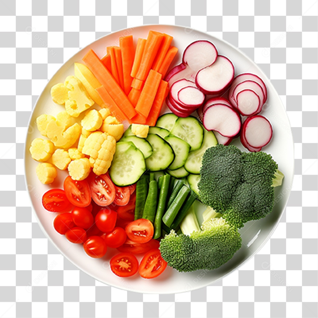 Verduras e Vegetais em Prato PNG Transparente