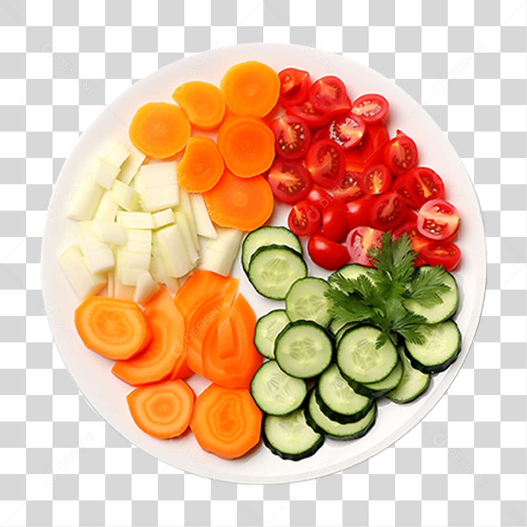 Verduras e Vegetais em Prato PNG Transparente