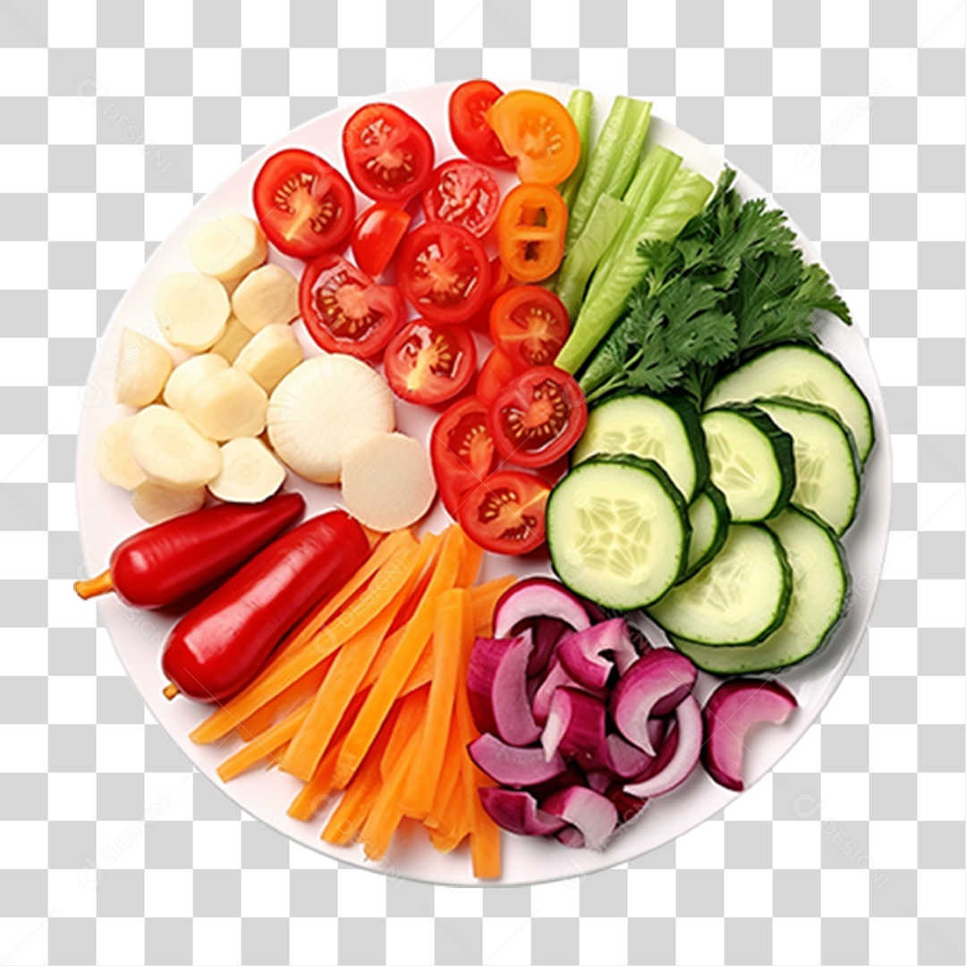 Verduras e Vegetais em Prato PNG Transparente