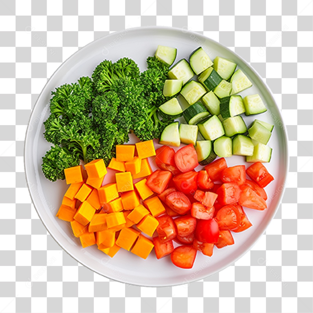Verduras e Vegetais em Prato PNG Transparente