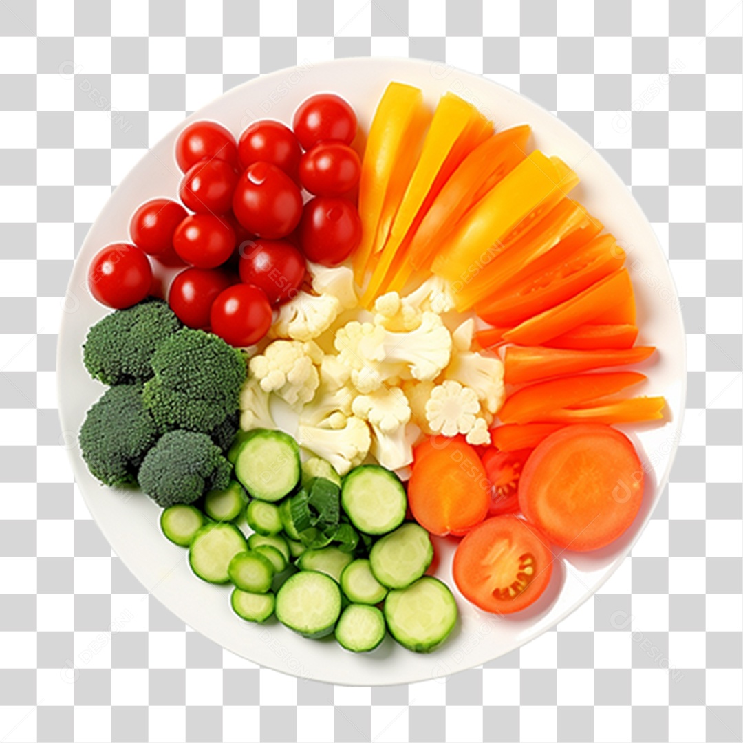 Verduras e Vegetais em Prato PNG Transparente