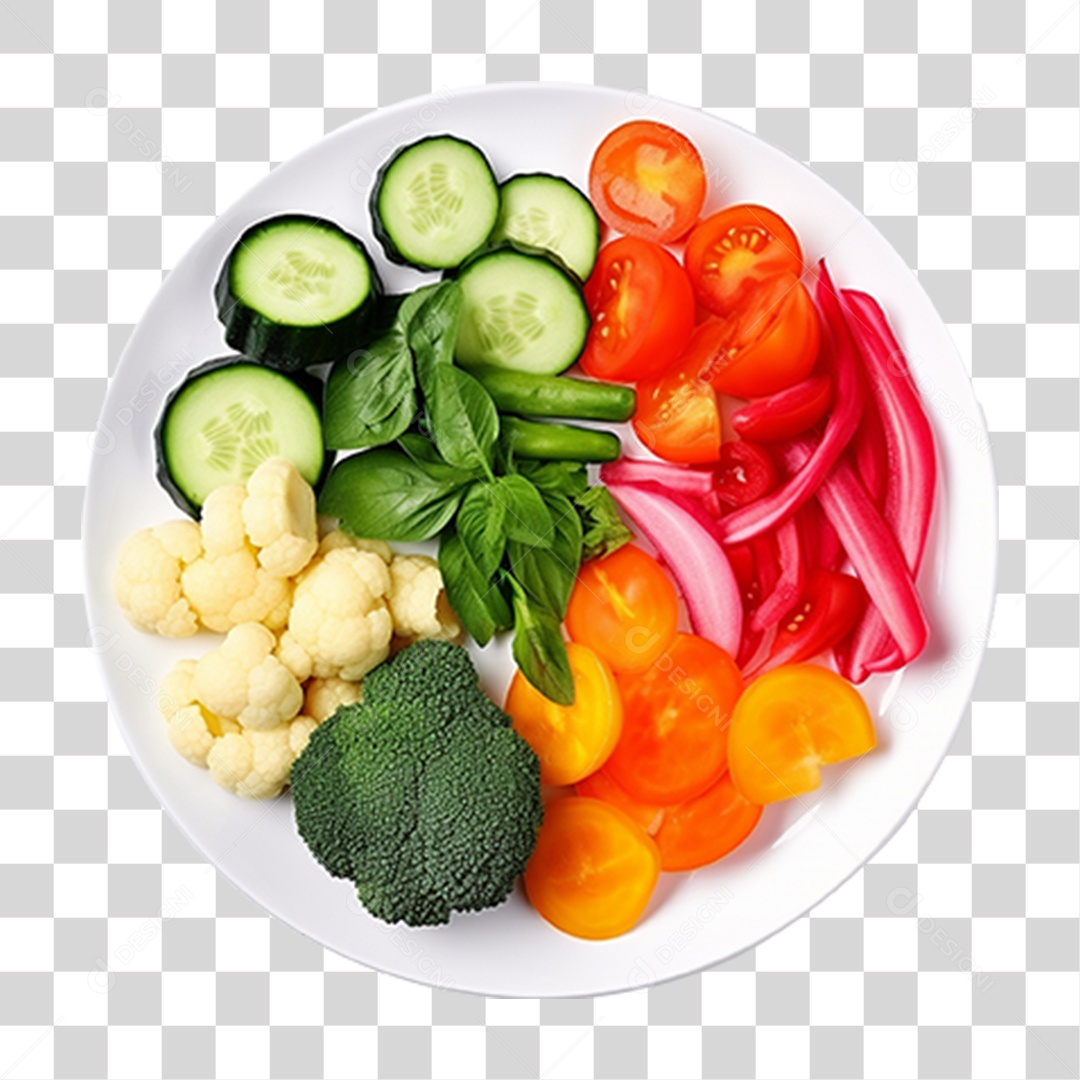 Verduras e Vegetais em Prato PNG Transparente