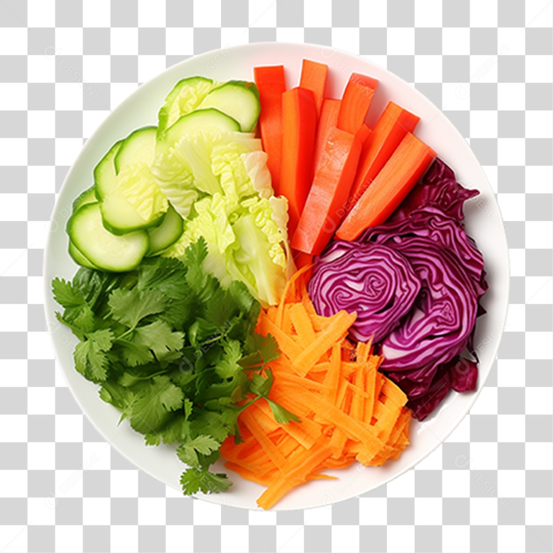 Verduras e Vegetais em Prato PNG Transparente