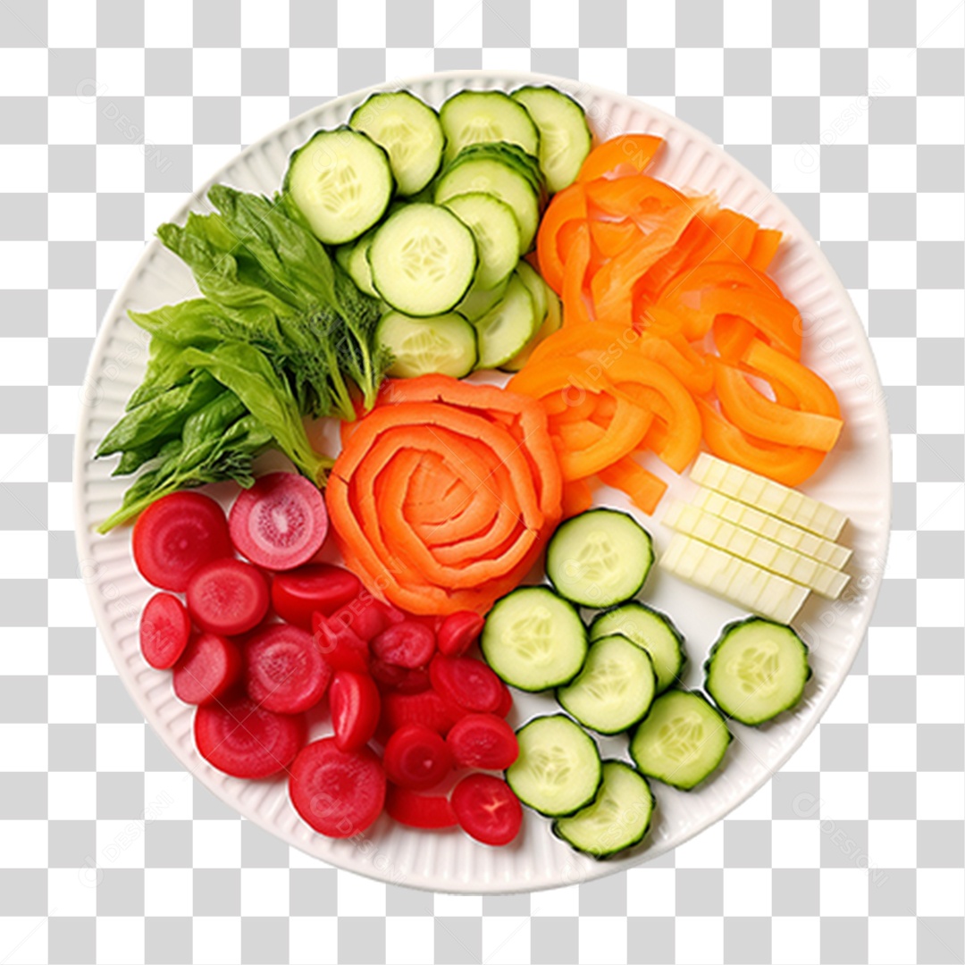 Verduras e Vegetais em Prato PNG Transparente