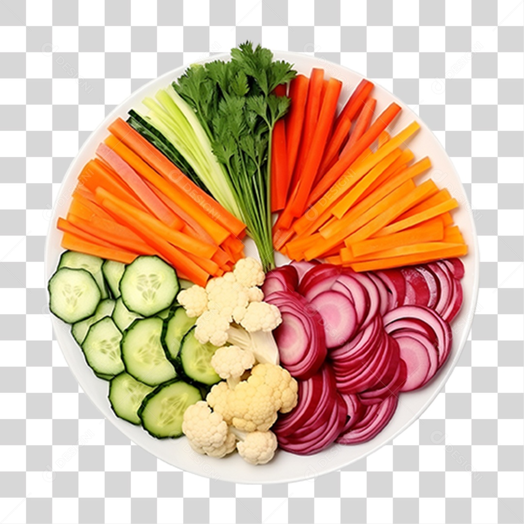 Verduras e Vegetais em Prato PNG Transparente