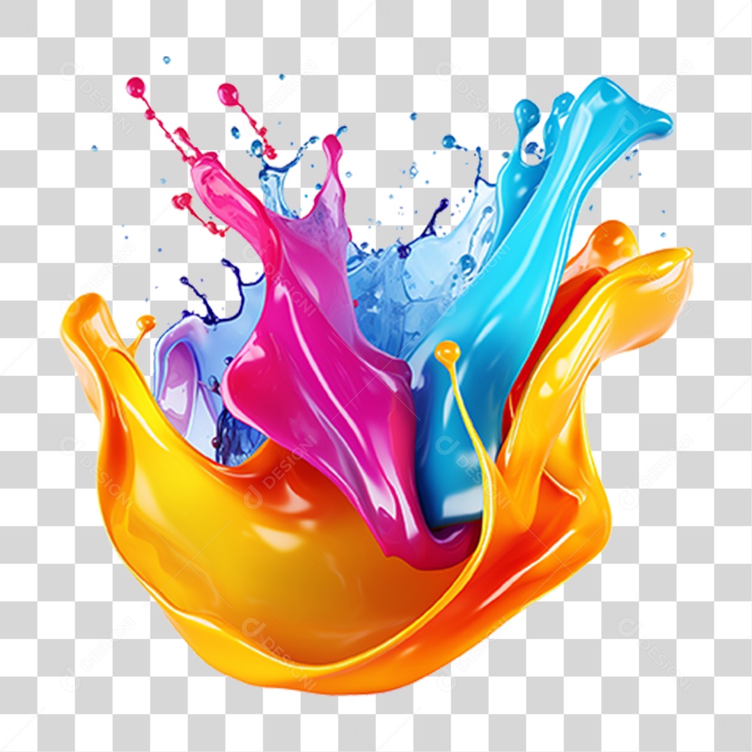 Splash de Tinta Cores PNG Transparente