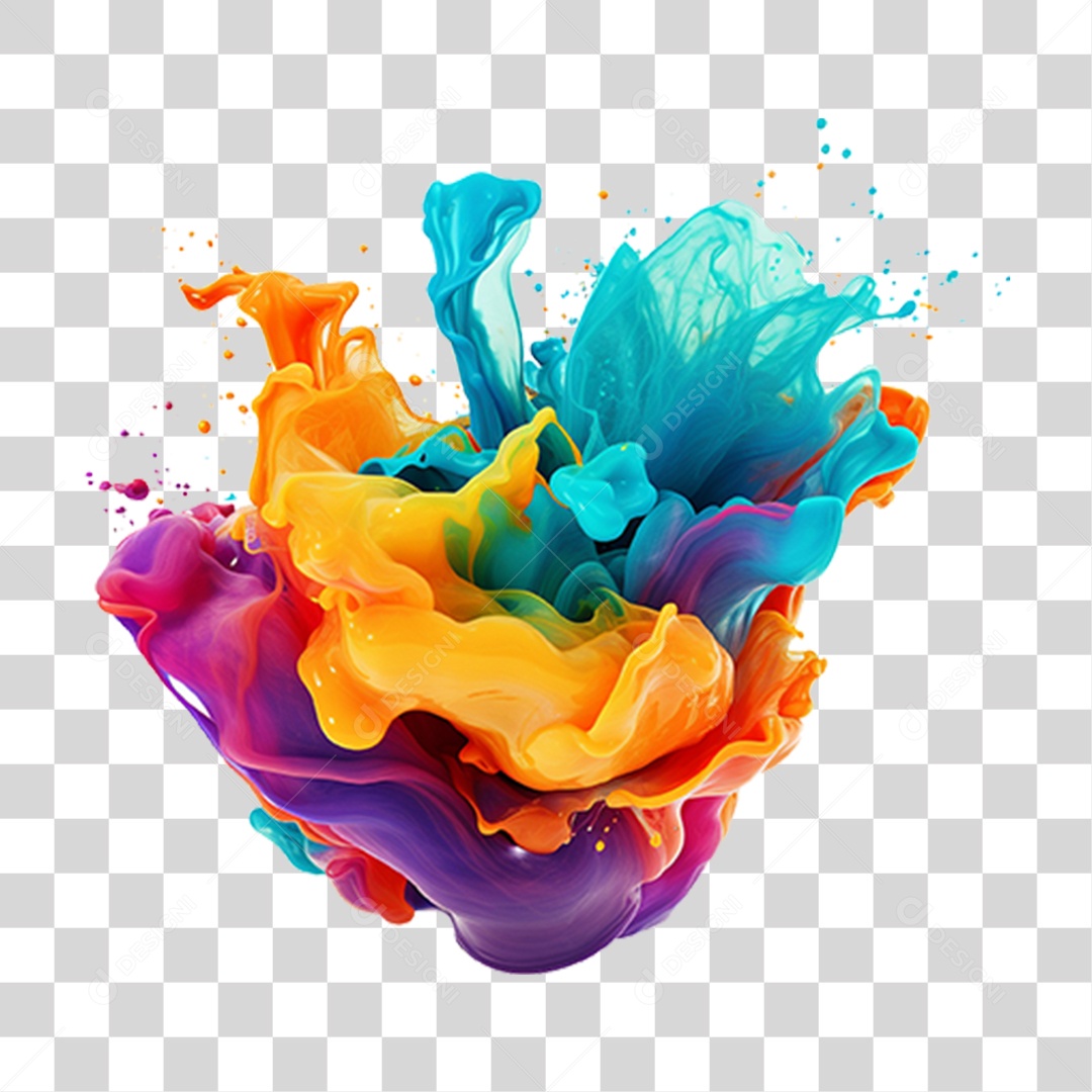 Splash de Tinta Cores PNG Transparente