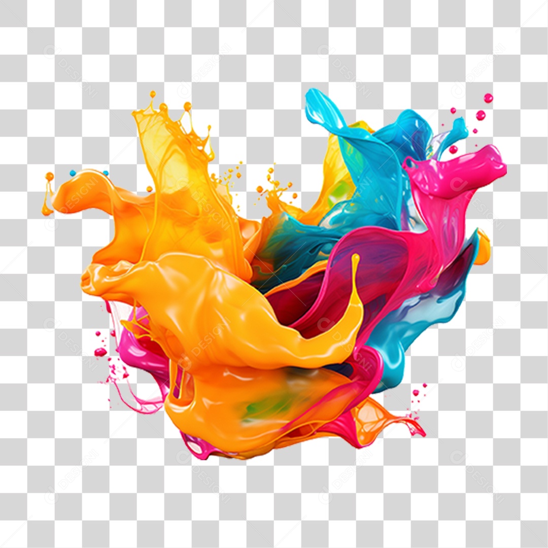 Splash de Tinta Cores PNG Transparente