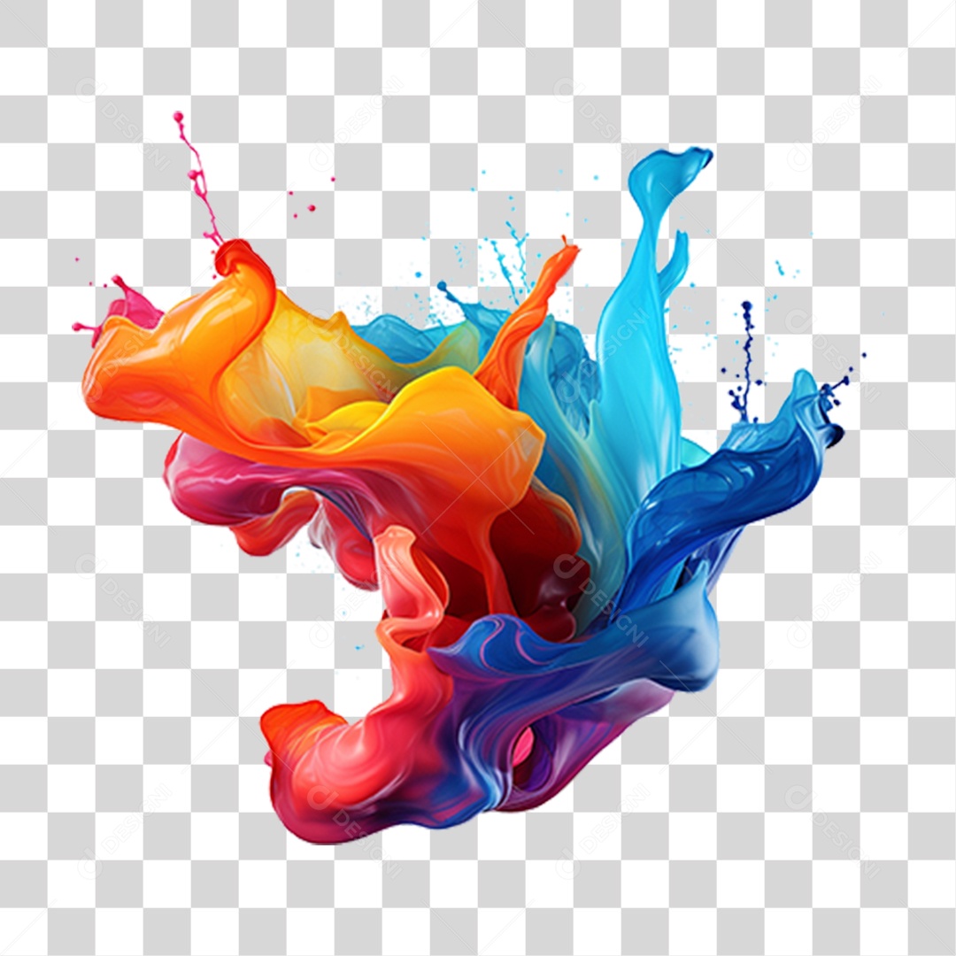 Splash de Tinta Cores PNG Transparente