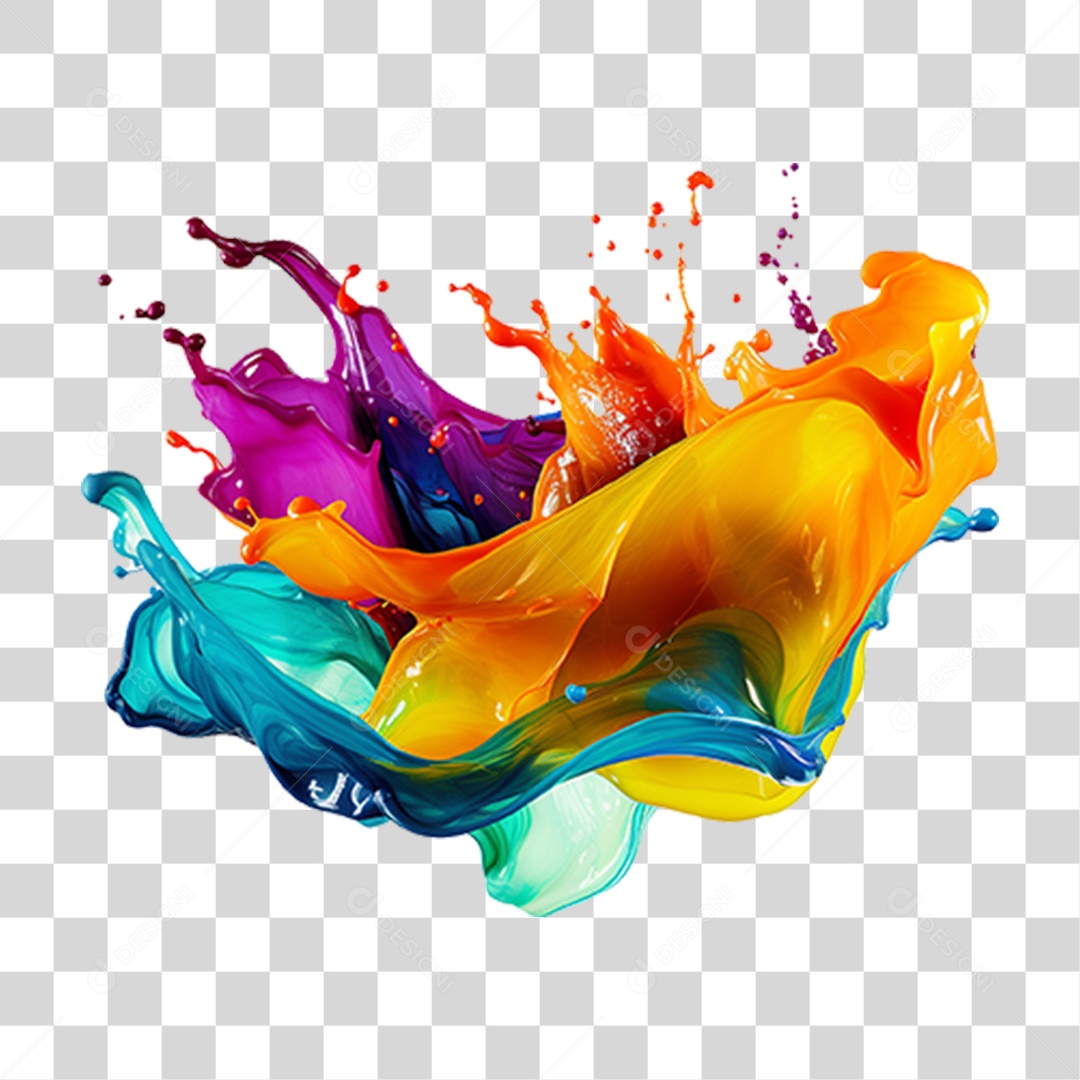 Splash de Tinta Cores PNG Transparente