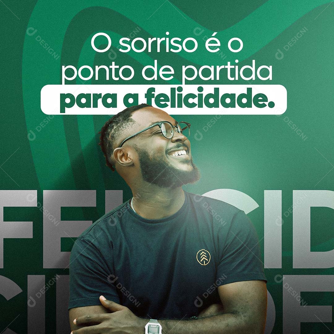 O Sorriso é o Ponto de Partida para a Felicidade Social Media PSD Editável