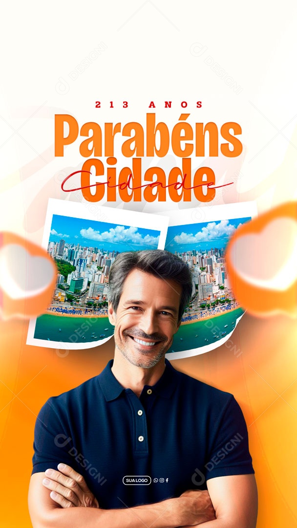 Social Media Story Parabéns Cidade 213 Anos PSD Editável