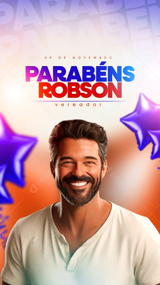 Social Media Story 09 De Novembro Parabéns Robson Vereador PSD Editável