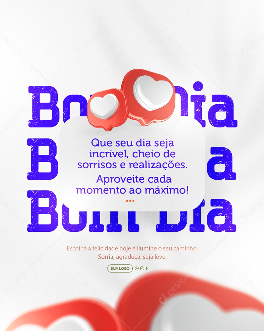 Social Media Bom Dia Seu Dia Seja Incrível PSD Editável