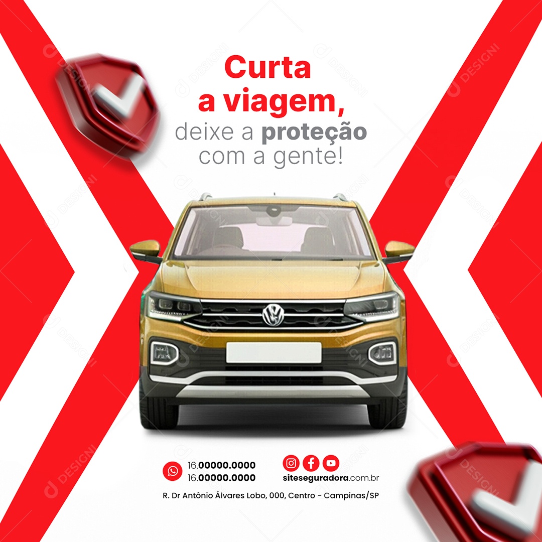 Seguradora Curta a viagem deixe a proteção com a gente Social Media PSD Editável