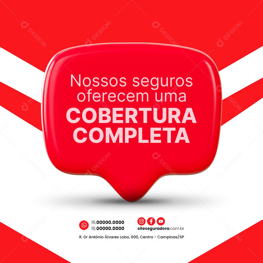 Seguradora Nossos seguros oferecem uma Cobertura Completa Social Media PSD Editável