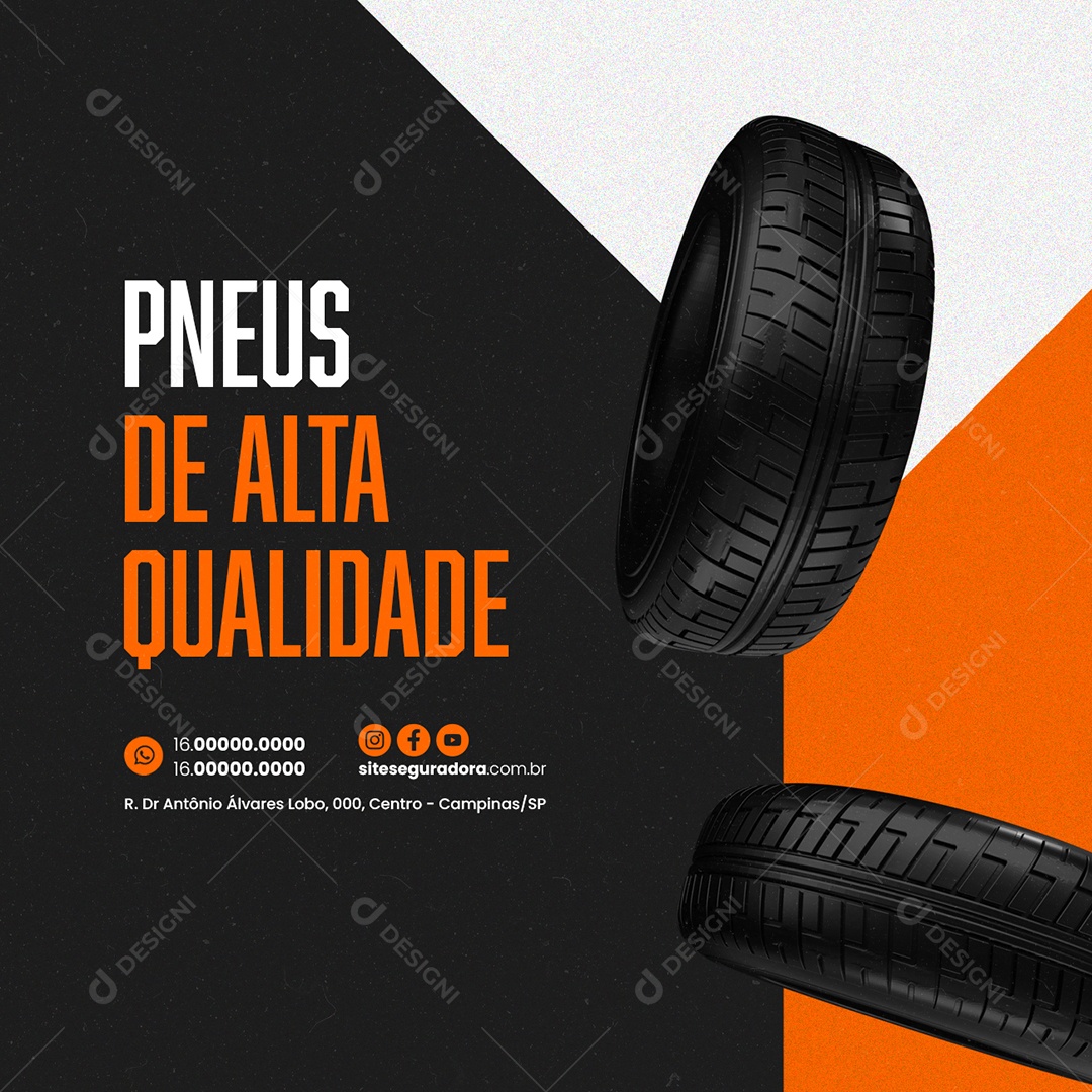 Pneus de Alta Qualidade Loja de Pneus de Carros Social Media PSD Editável