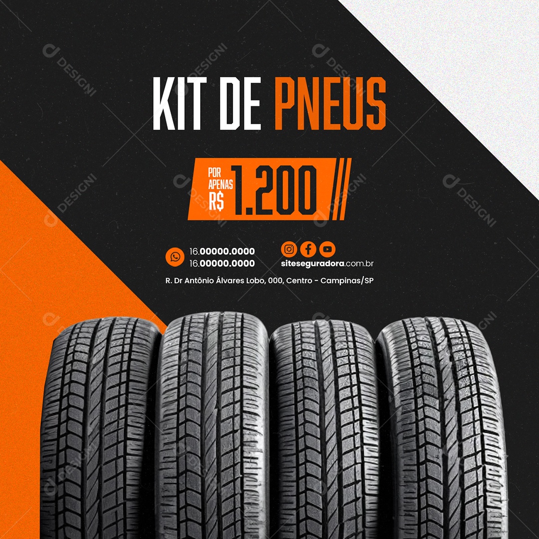 Loja de Pneus de Carros Kit de Pneus Social Media PSD Editável