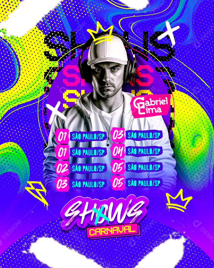 Flyer Agenda Gabriel Lima Shows Carnaval Social Media PSD Editável