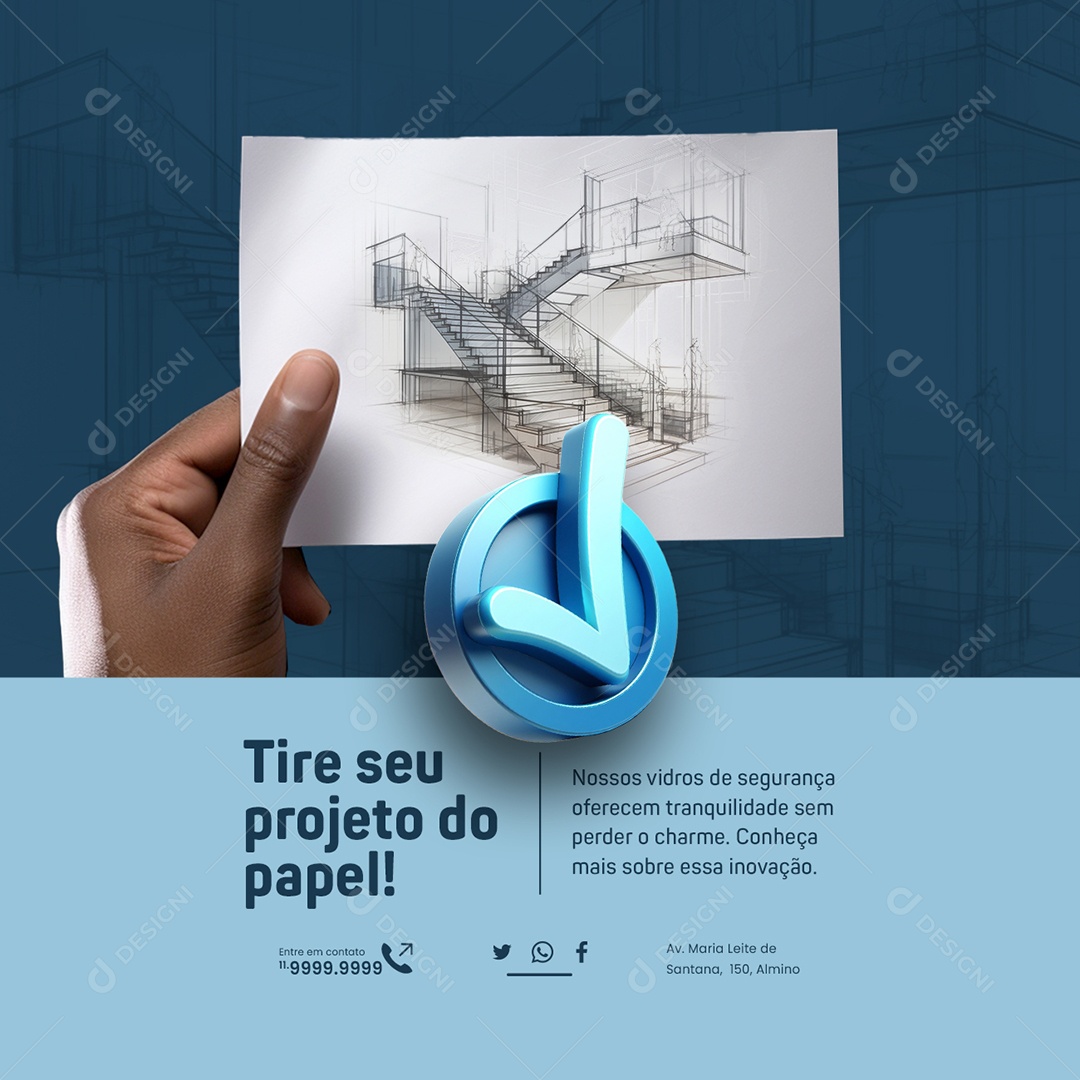 Vidraçaria Tire seu projeto do papel Social Media PSD Editável