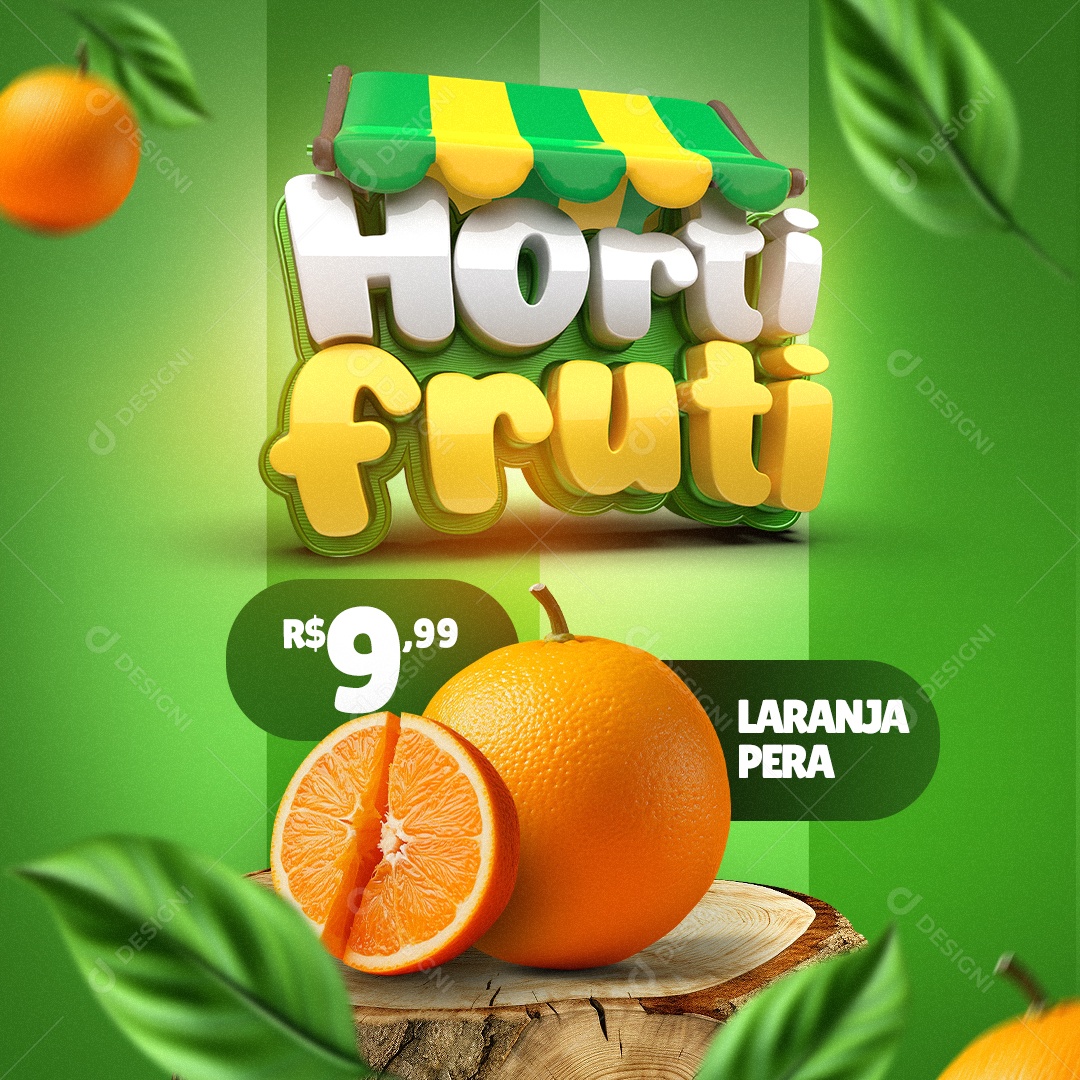 Hortifruti Laranja Pera Social Media PSD Editável
