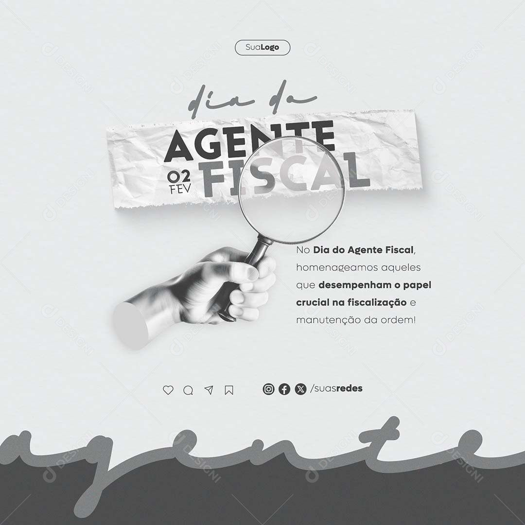 Dia do Agente Fiscal 02 de Fevereiro o Papel Crucial na Fiscalização e Manutenção Social Media PSD Editável