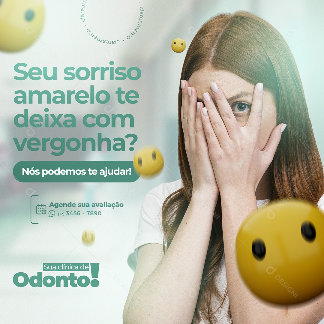Dentista Seu Sorriso Amarelo Te Deixa Com Vergonha Social Media PSD Editável
