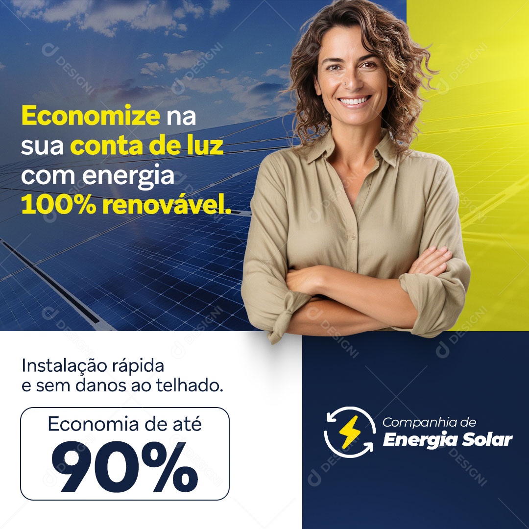 Social Media Feed Economize Na Sua Conta De Luz Energia Renovável PSD Editável