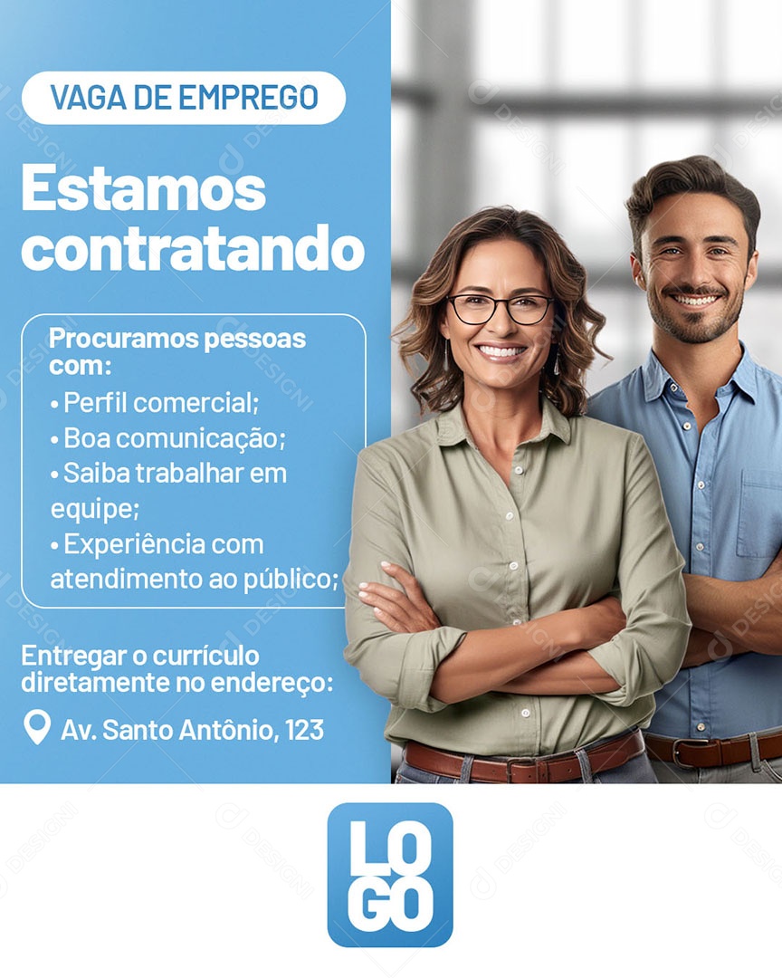 Social Media Vaga De Emprego Estamos Contratando PSD Editável