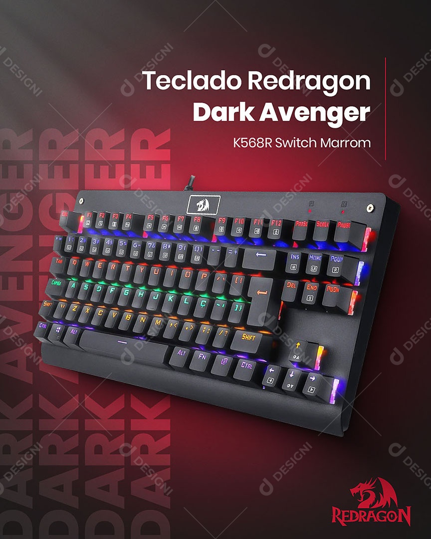 Social Media Teclado Redragon Dark Avenger PSD Editável