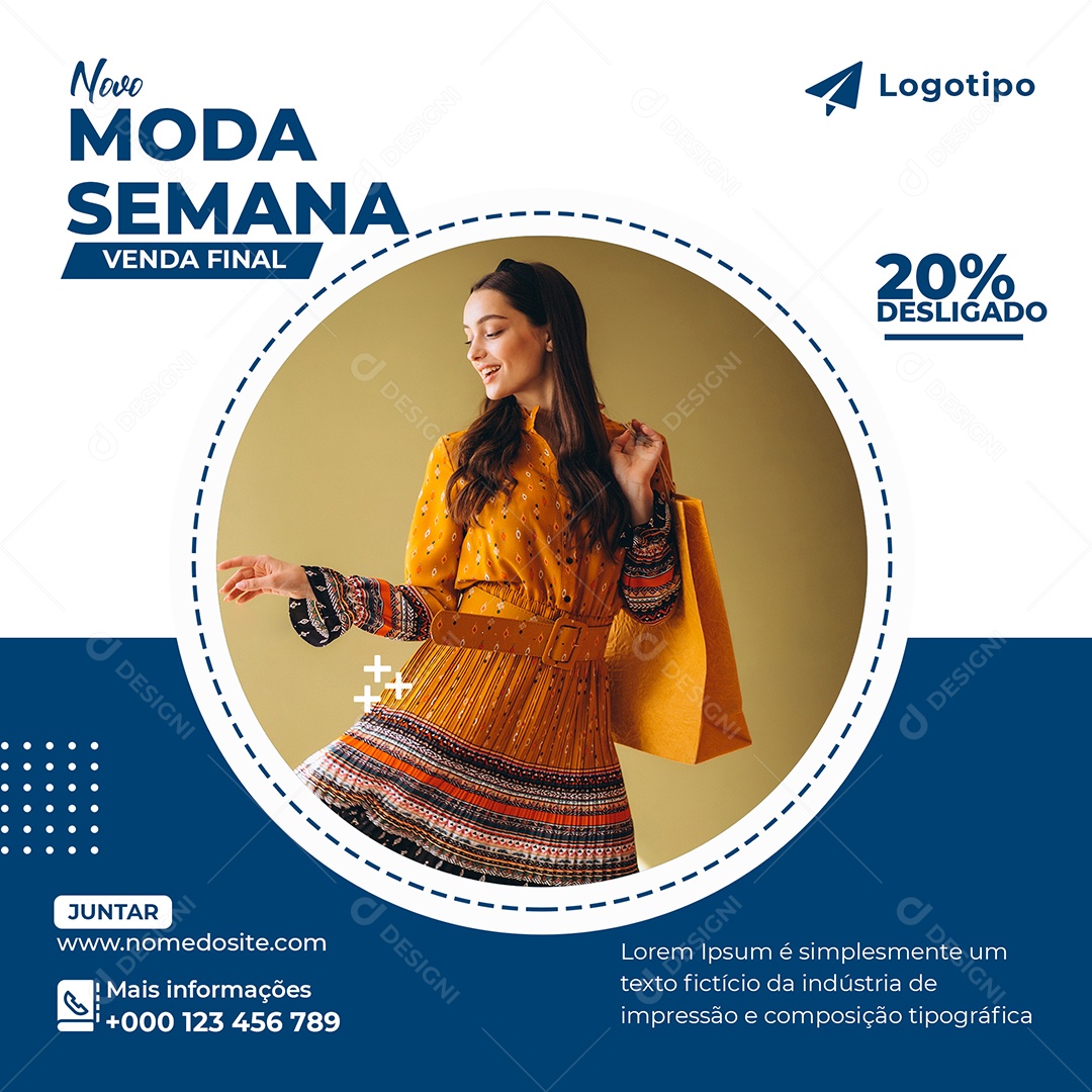 Social Media Loja de Roupas Novo Moda Semana Venda Final 20% Desligado PSD Editável