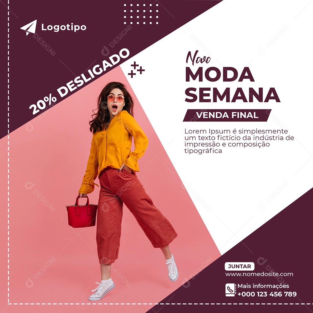 Loja de Roupas Novo Moda Semana 20% Desligado Social Media PSD Editável