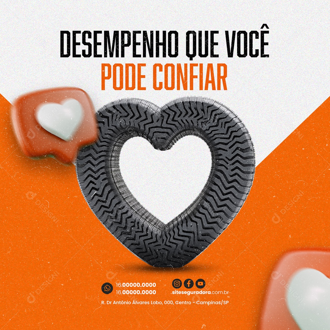 Loja de Pneus de Carros Desempenho que Você Pode Confiar Social Media PSD Editável