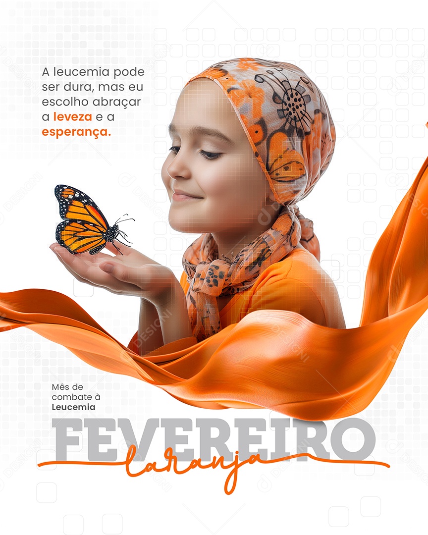 Fevereiro Laranja mês de Combate à Leucemia Social Media PSD Editável