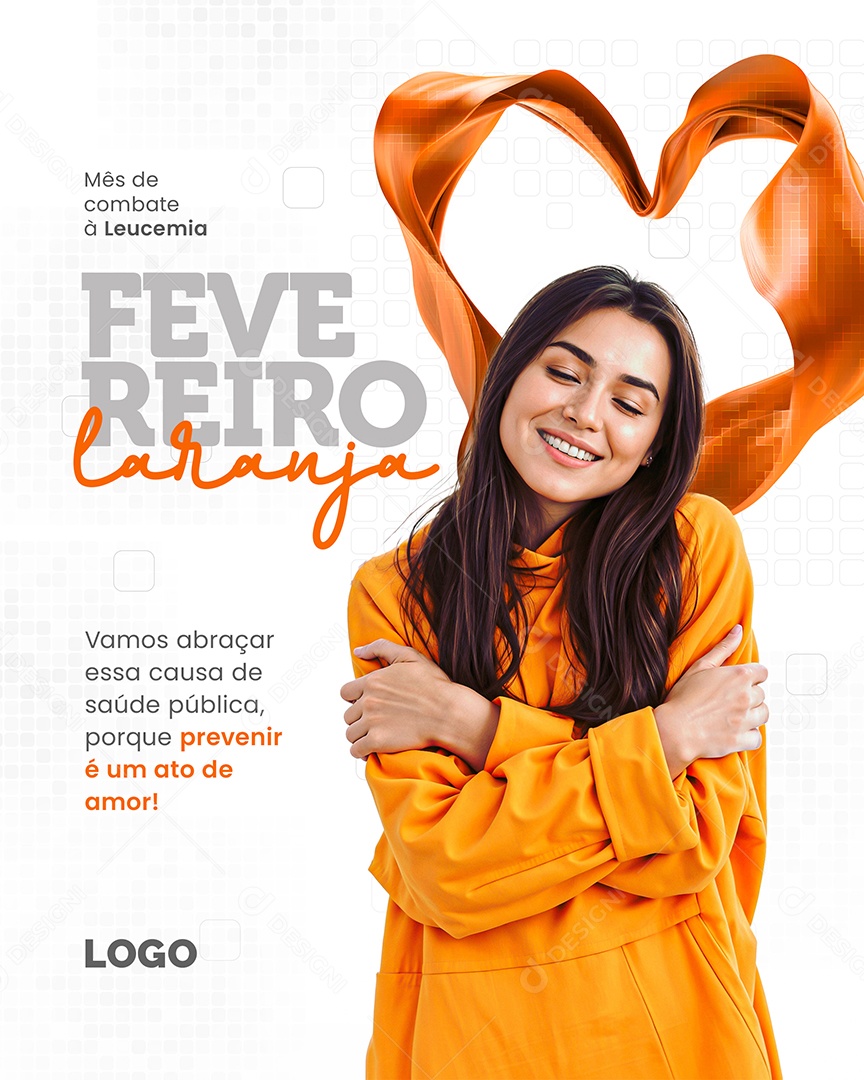 Fevereiro Laranja Vamos abraçar essa causa Social Media PSD Editável