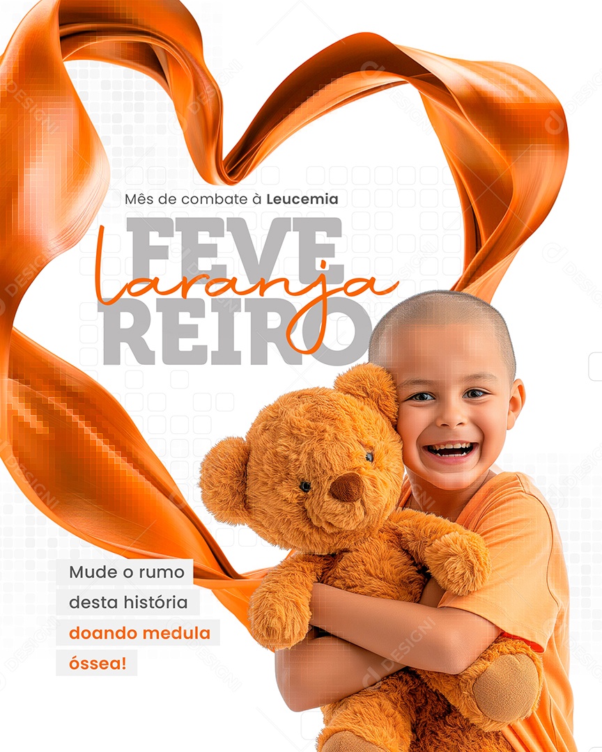 Fevereiro Laranja Mude o rumo desta história doando medula óssea Social Media PSD Editável